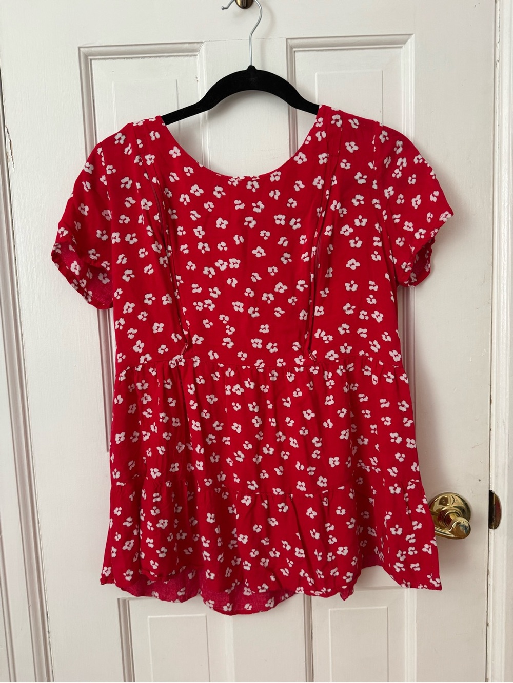 Seraphine Nursing Red Floral Tiered Peplum Top
